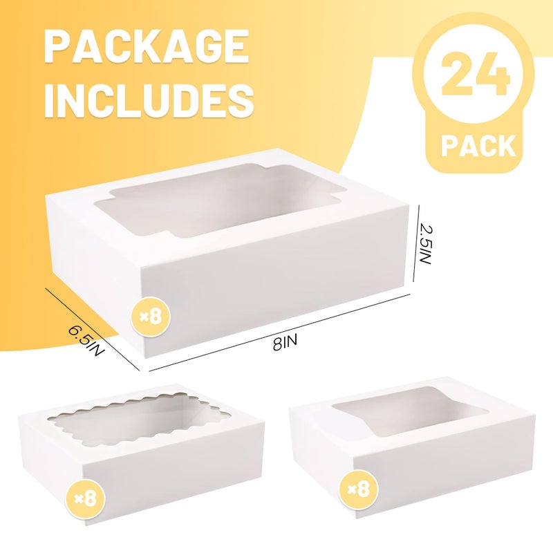 NPLUX Cookie Boxes Bakery Boxes with Window 8x6.5x2.5 Inches Auto-Popup Treat Pastry Boxes for Gift Giving(24pack,White) - Image 3